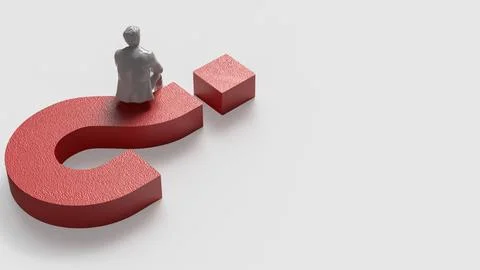 The man and red question mark on white background  3d rendering. Stock Illustration