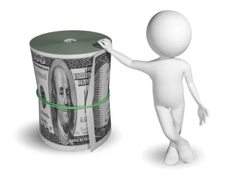 Man and a roll of dollars Stock Illustration