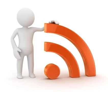 Man and rss icon Stock-Illustration