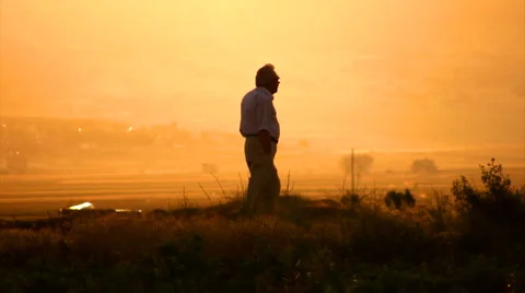 Man and scenic Stock Footage