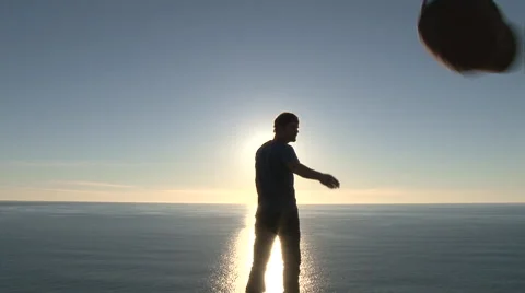 Man and the Sea 4 Hat Toss Stock Footage 44290009