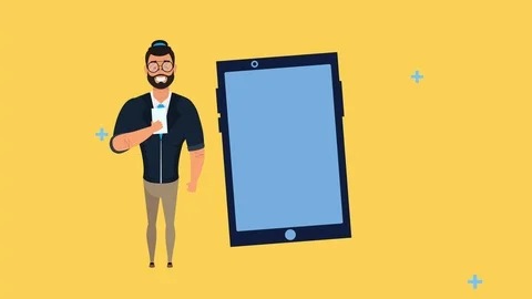 Man and smartphone with search engine optimization Video stock 124301237