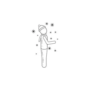 Man and snowfall icon. Element of winter elements illustration. Thin line Stock Illustration