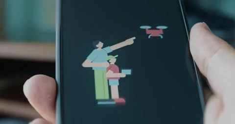 Man and son control a drone, presentation Video stock 313497444