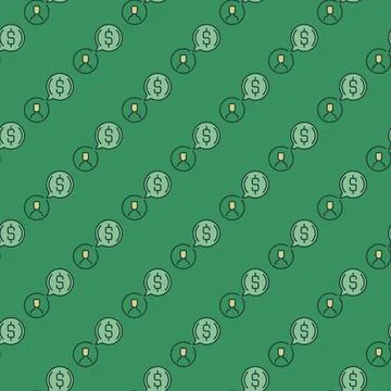 Man and Speech Bubble with Dollar vector colored seamless pattern Stock Illustration