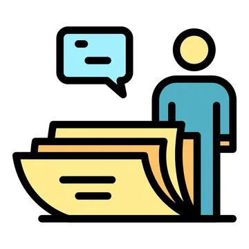 Man and a stack of letters icon color outline vector 스톡 일러스트