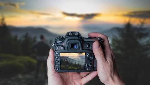 Man and sunset Stock Photos