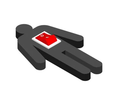 Man and switch. Off human. Death concept. vector illustration 库存插图