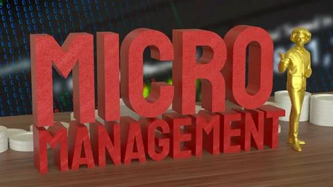 The Man and text for micro management 3d rendering. Stock Illustration
