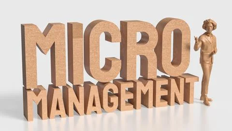 The Man and text for micro management 3d rendering. Stock Illustration