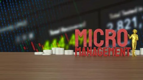 The Man and text for micro management 3d rendering. Stock Illustration