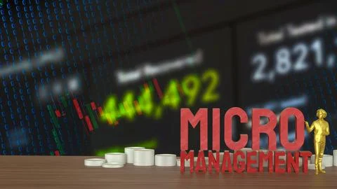 The Man and text for micro management 3d rendering. Stock Illustration