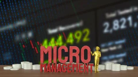 The Man and text for micro management 3d rendering. Stock Illustration