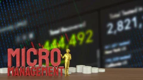 The Man and text for micro management 3d rendering. Stock Illustration