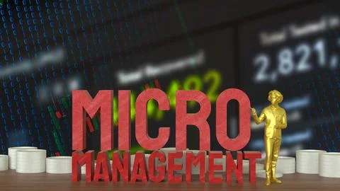 The Man and text for micro management 3d rendering. Stock Illustration