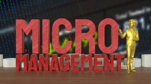 The Man and text for micro management 3d rendering. Stock Illustration