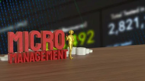 The Man and text for micro management 3d rendering. Stock Illustration