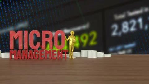 The Man and text for micro management 3d rendering. Stock Illustration