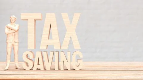 The man and text for tax saving concept 3d rendering. Stock Illustration