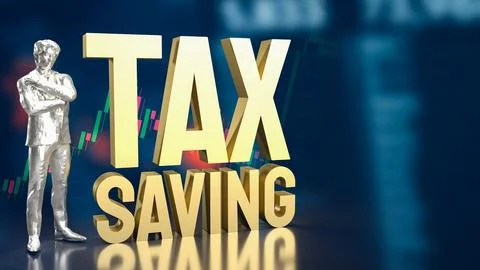 The man and text for tax saving concept 3d rendering. Stock Illustration