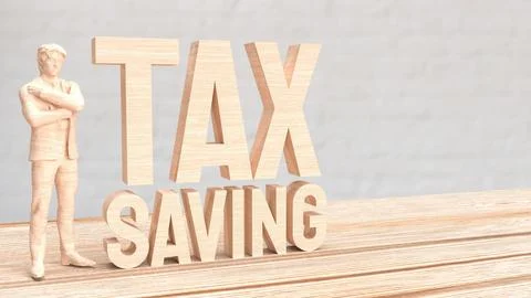 The man and text for tax saving concept 3d rendering. Stock Illustration