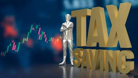 The man and text for tax saving concept 3d rendering. Stock Illustration