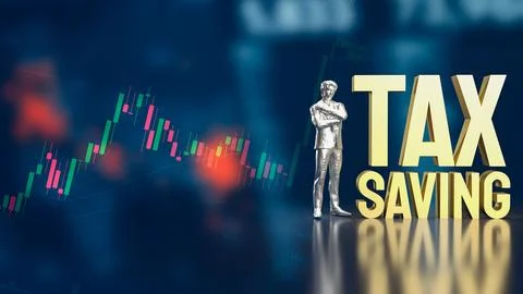 The man and text for tax saving concept 3d rendering. Stock Illustration