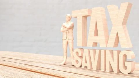 The man and text for tax saving concept 3d rendering. Stock Illustration