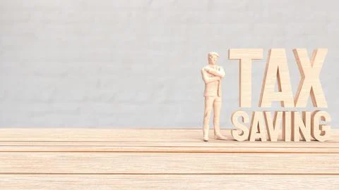 The man and text for tax saving concept 3d rendering. Stock Illustration
