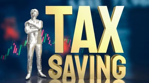 The man and text for tax saving concept 3d rendering. Stock Illustration