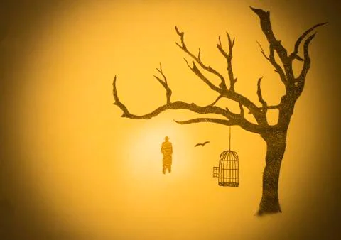 Man and tree cell Stock Illustration