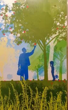 Man and tree Stock Illustration