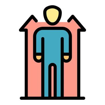 Man and two up arrows icon color outline vector Illustrazione stock
