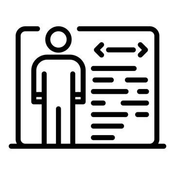 Man and window with code icon, outline style Stock Illustration