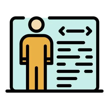 Man and window with code icon color outline vector Stock Illustration