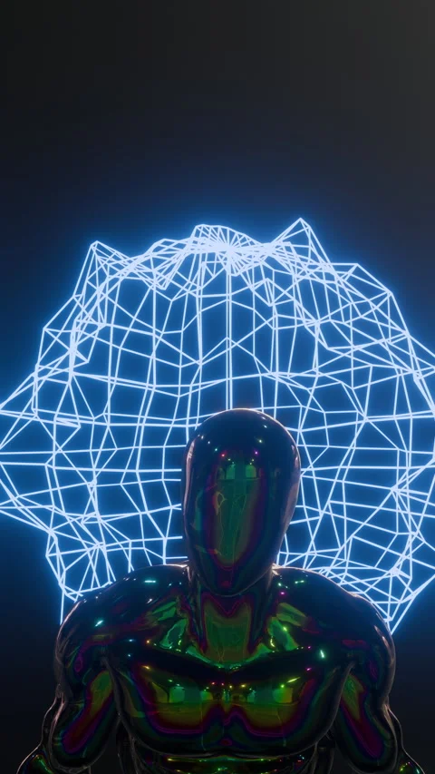 Man and Wireframe Vertical Video Stock Footage 313922583