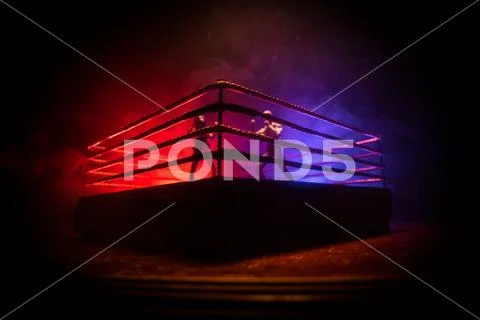 Man and woman boxing on the ring. Sport concept. Artwork decoration with fogg Stock Photos