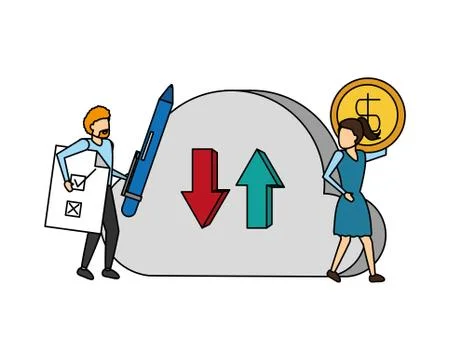 Man and woman with cloud computing Stock Illustration