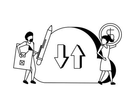 Man and woman with cloud computing Stock Illustration