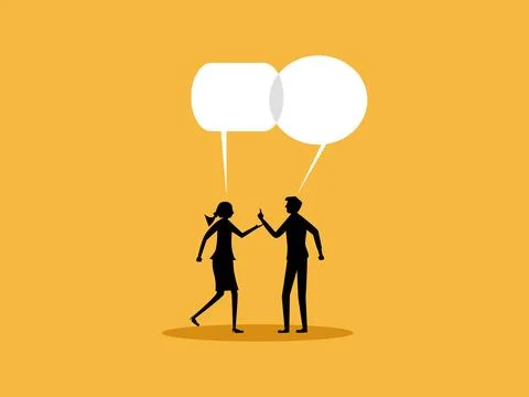Man and a woman conversed using speech bubbles Stockillustratie