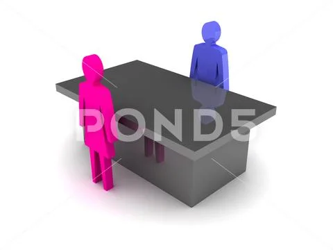 Man and Woman discussion. Concept 3D illustration Stock Illustration