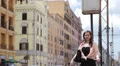 a man and a woman hugging at the train station - love - friendship - depart HD Footage