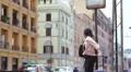 a man and a woman hugging at the train station - love - friendship - depart HD Footage
