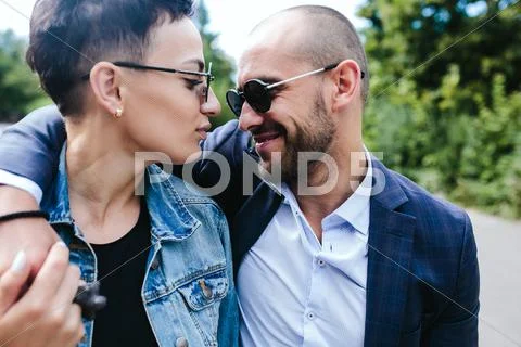 Man and woman looking at each other Stock Photos
