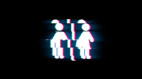 Man And Woman Male and Female Symbol on Glitch Retro Vintage Animation. Stock Footage