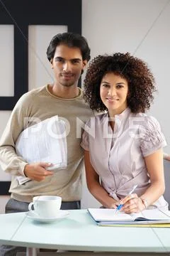 Man And Woman In Office Cafe