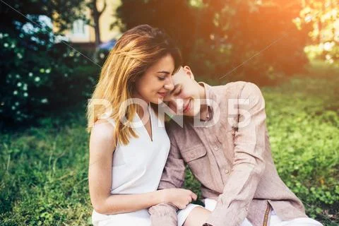 Man and woman in the park Stock Photos