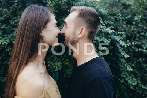 Man and woman in the park Stock Photos