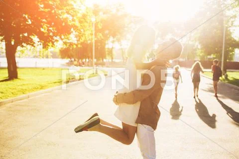 Man and woman in the park Stock Photos