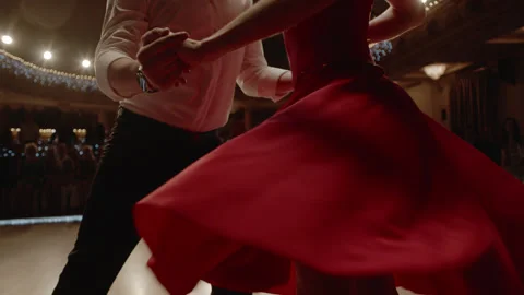 Man and Woman Performing Rhythmic Tango Dance Stock Footage 158564897